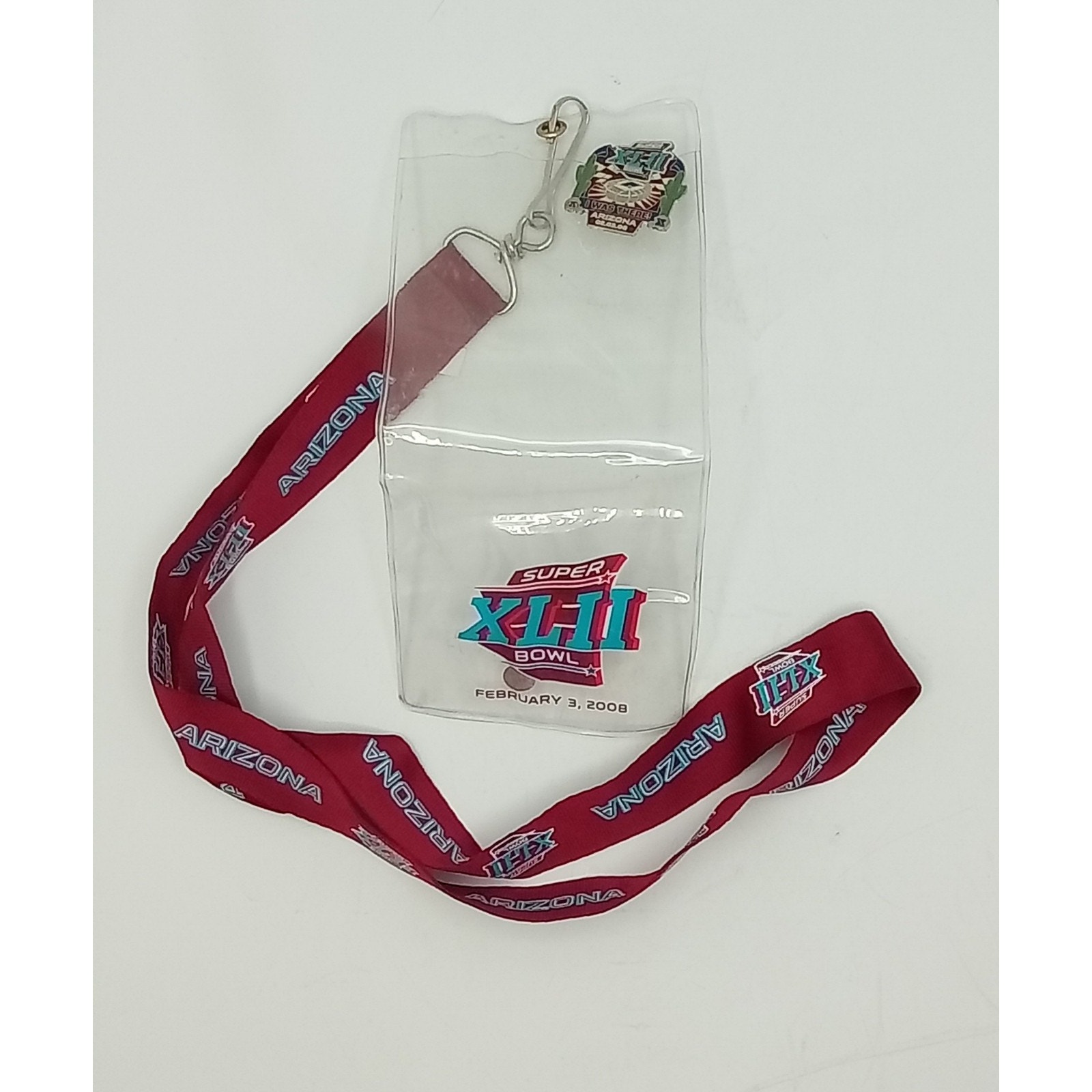2008 Super Bowl Xlii Phoenix Az LanyardTicket Holder With I Was There Pin